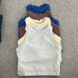 Sleeveless Ribbed Padded Tank Top - Multi-Color Pack